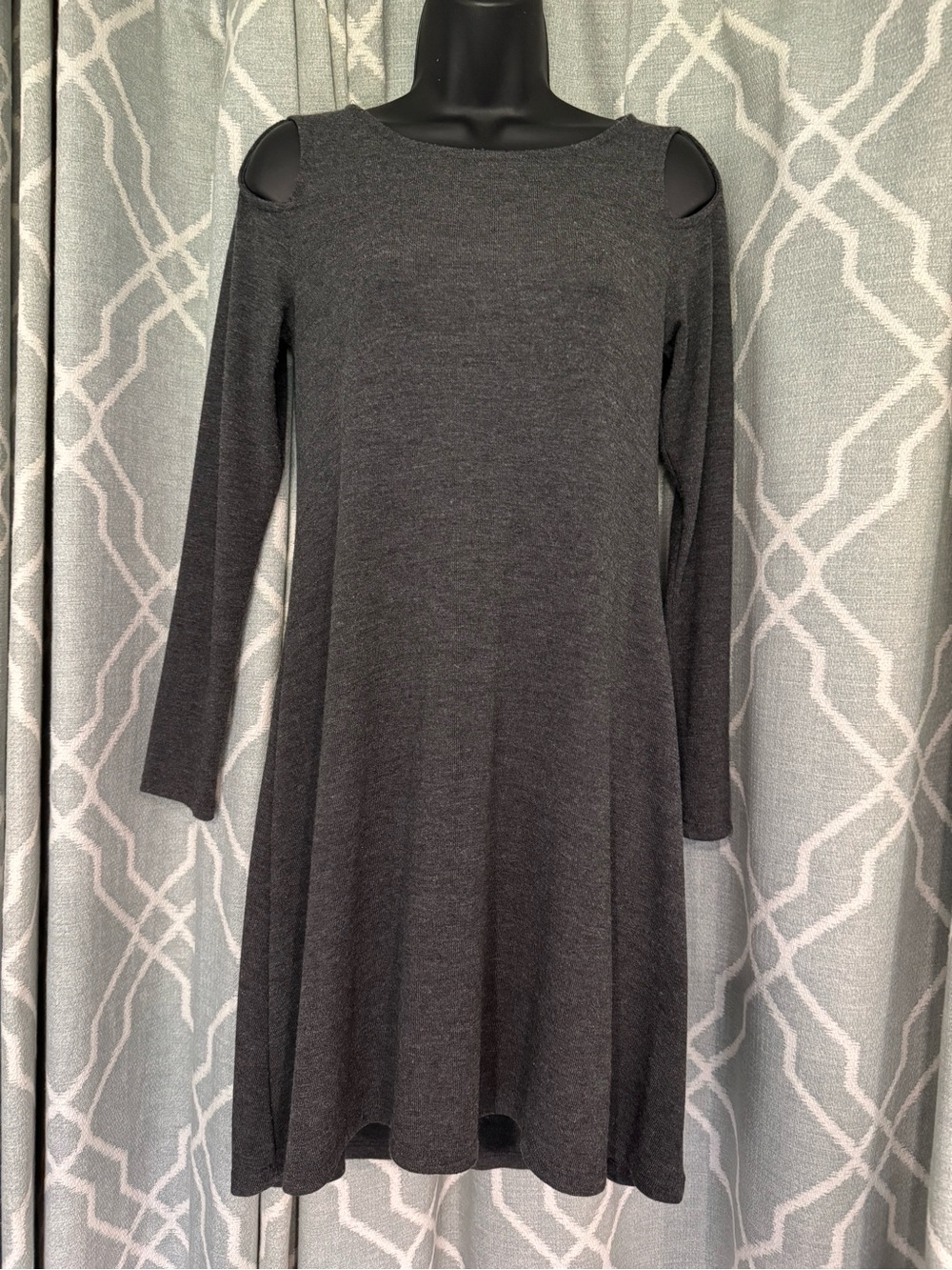 Ariella Charcoal Cold-Shoulder Swing Dress